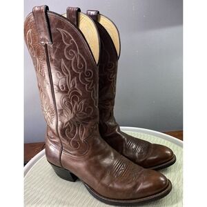 Justin Men's Brown Leather Western Cowboy Riding Rodeo Boots‎ Size 9D